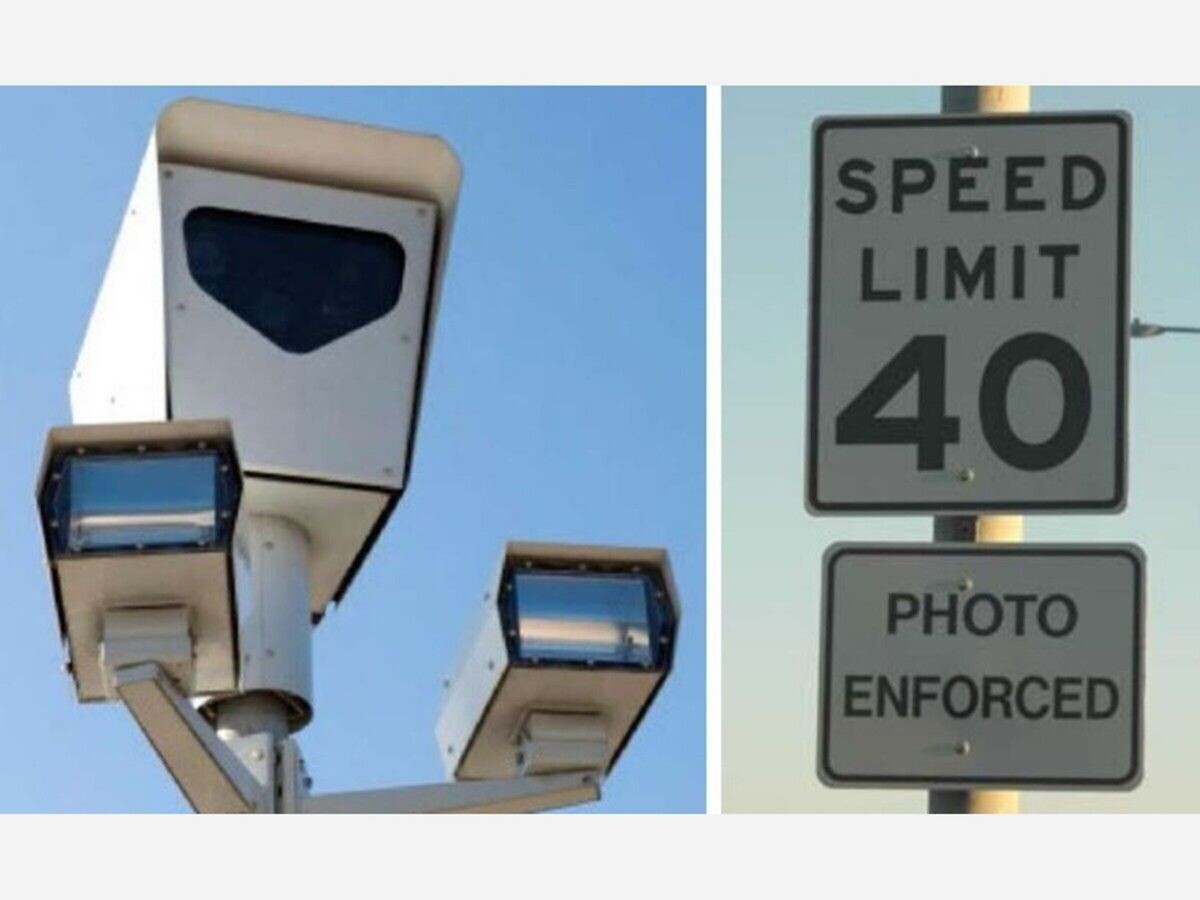 speed camera with speed limit photo enforced sign speed camera with photo enforced sign