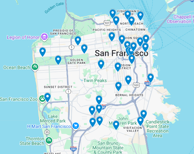 San Francisco Speed Camera Locations (Google Map Version)